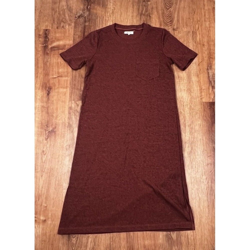 Madewell Relaxed Midi Tee Pocket Dress Heather Weathered Brick SMALL
